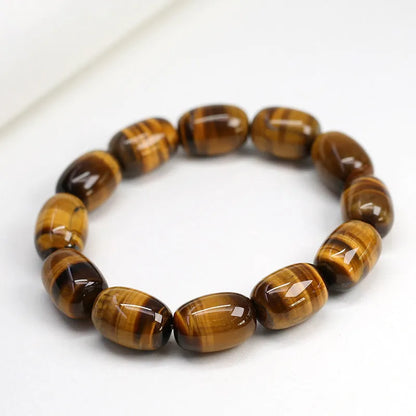 Natural Yellow Tiger Eye stone bracelet with ethnic style design and constellation patterning