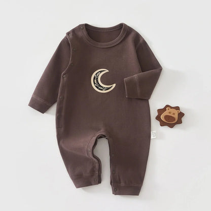 Pure cotton boneless baby jumpsuit with long sleeves in apricot colour for infant wear