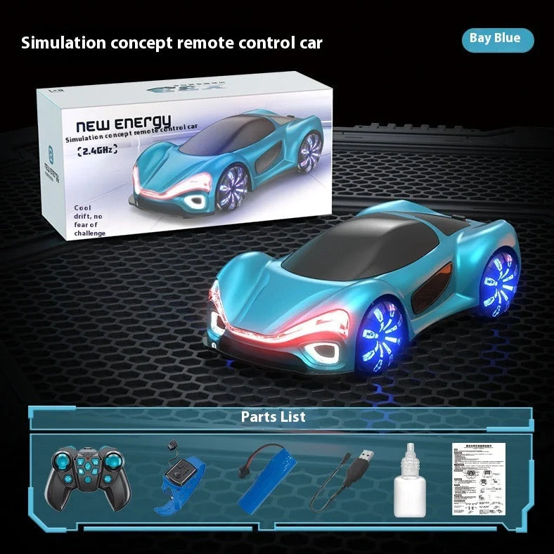 White and blue remote control car with gesture control and drift features for children