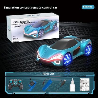 White and blue remote control car with gesture control and drift features for children