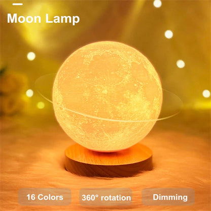 3D Magnetic Floating Levitating Moon Lamp with realistic moon surface and customizable colors