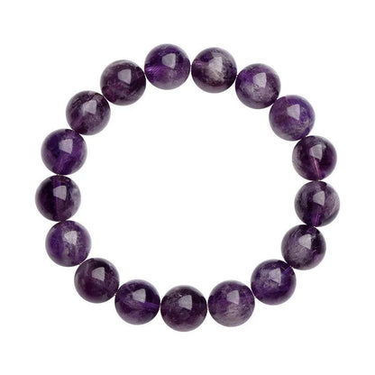 Natural feather amethyst bracelet with scattered purple crystal beads and Ruyi elements on wrist