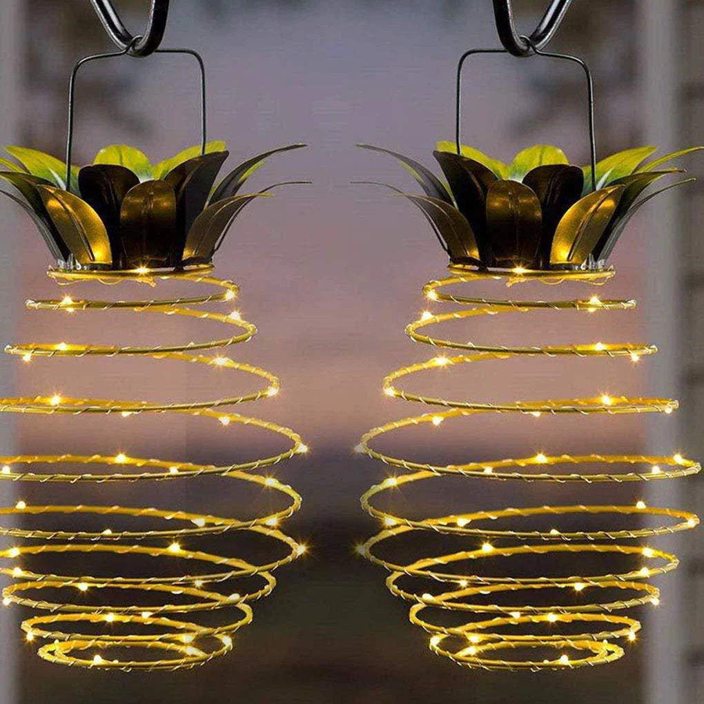 Elegant solar-powered pineapple-shaped garden lights with warm white LED illumination
