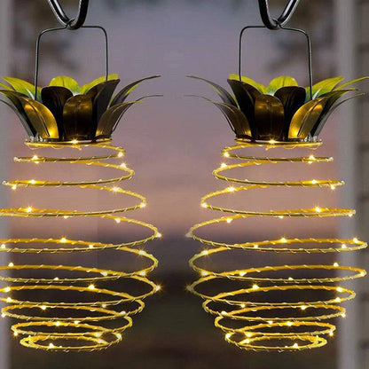 Elegant solar-powered pineapple-shaped garden lights with warm white LED illumination