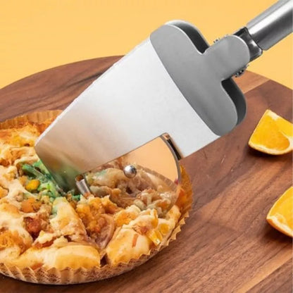 3-in-1 stainless steel pizza cutter with hanging holes for easy storage