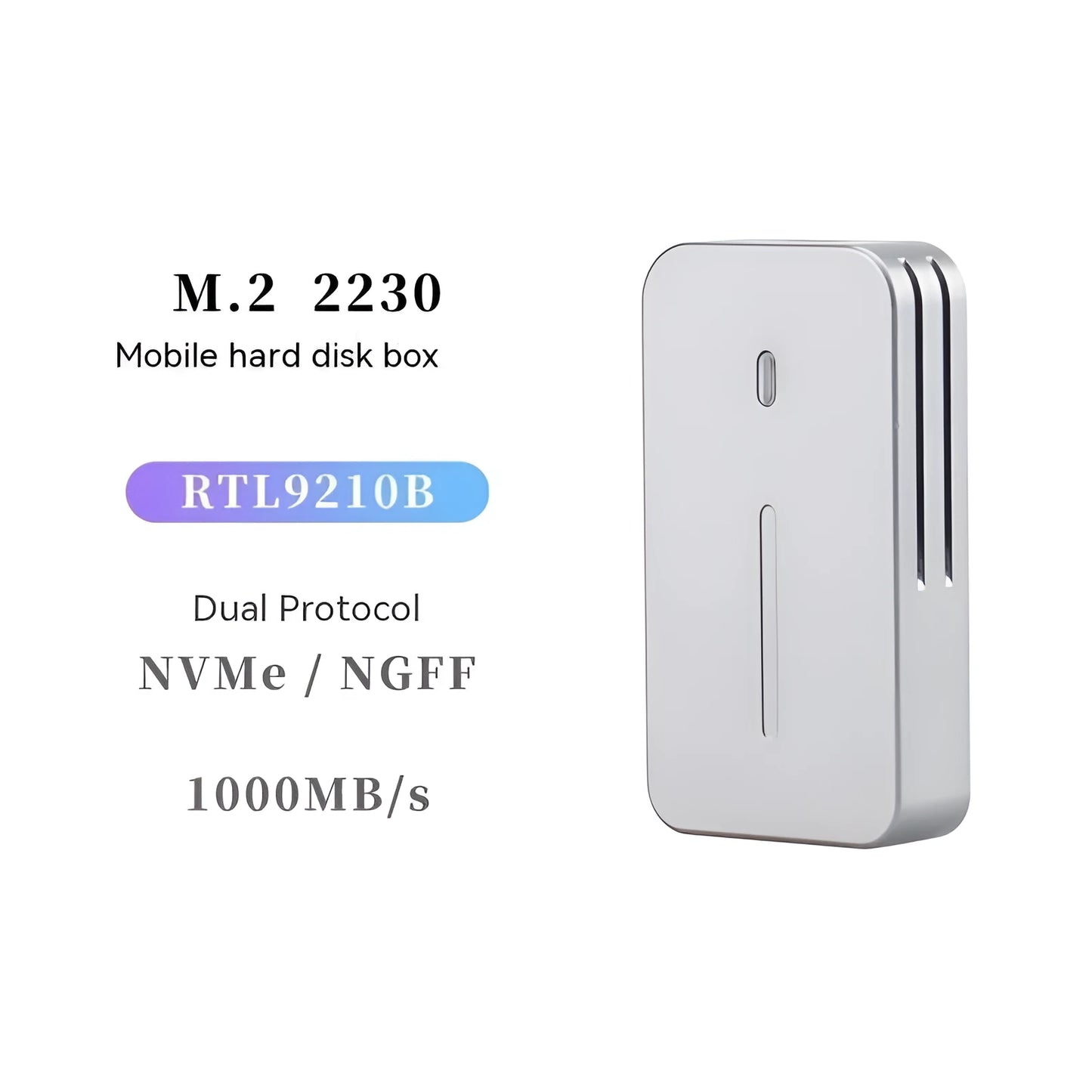 Aluminum external SSD enclosure measuring 5.2cm with USB-C port for 10Gbps transfers