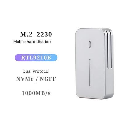 Aluminum external SSD enclosure measuring 5.2cm with USB-C port for 10Gbps transfers