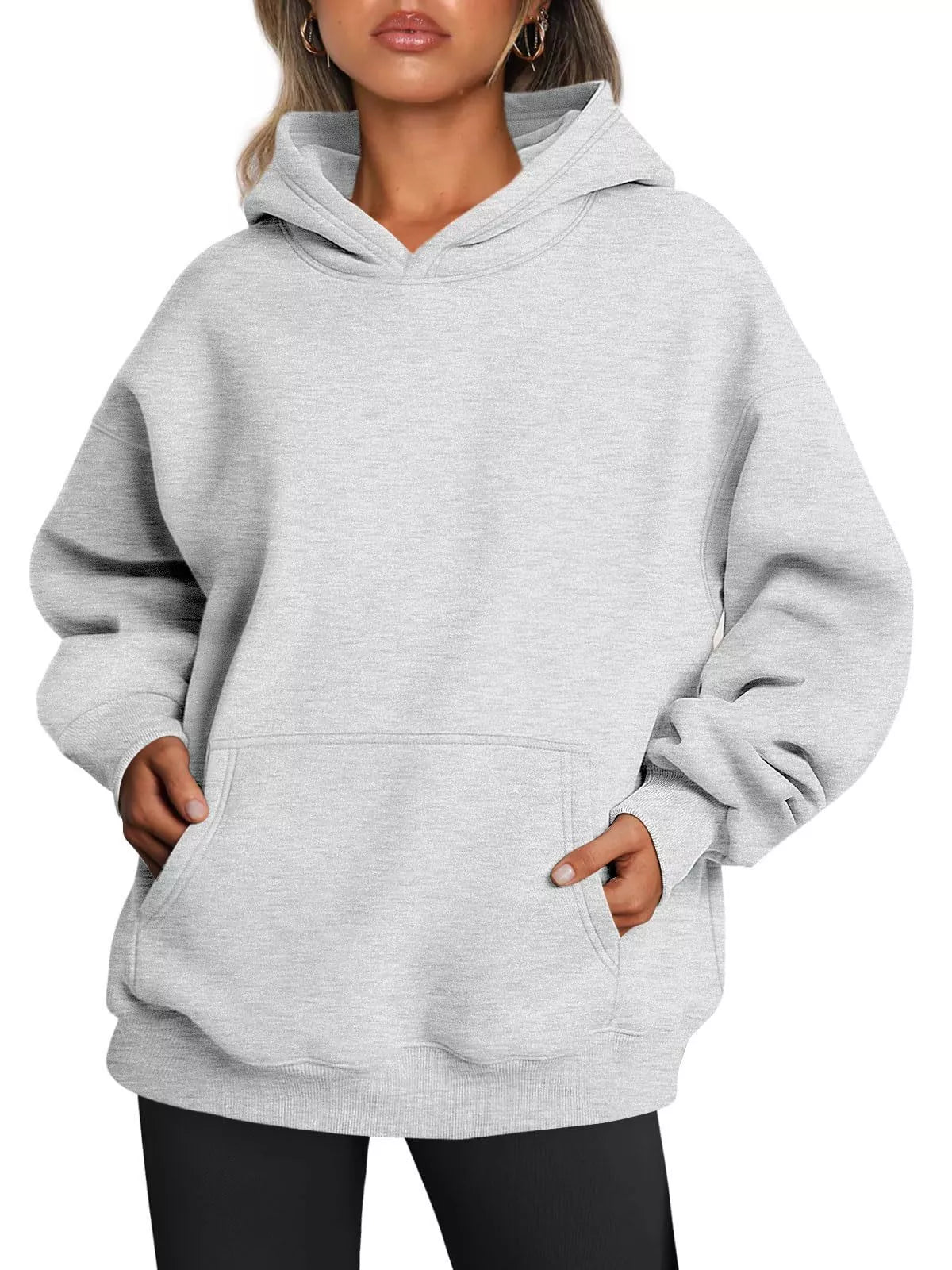 Women's oversized fleece hoodie with pocket in various colors