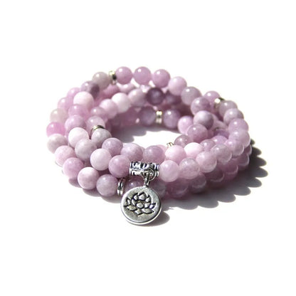 Natural stone women's bracelet with lotus design in a vintage geometric shape.