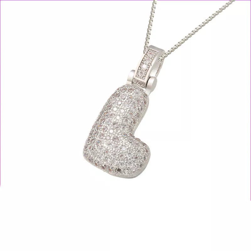 Copper Micro Inlaid Zircon Letter Pendant Necklace with customizable alphabet options