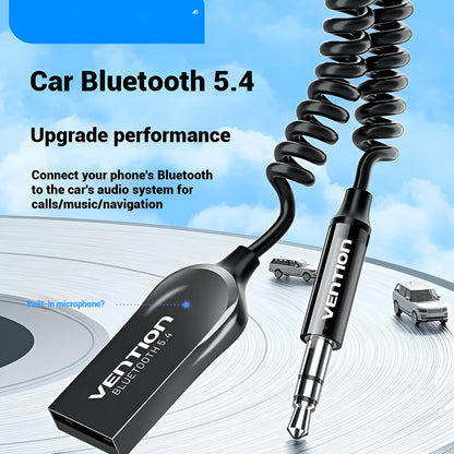 NAI USB car Bluetooth audio receiver with zinc alloy USB connector and black PU-covered cable
