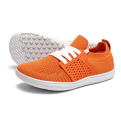 Men's black brown mesh and synthetic leather walking shoes with soft sole and wide toe design.