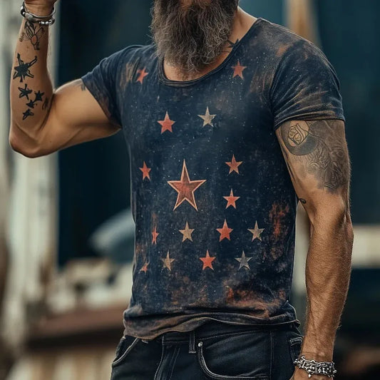 3D creative pattern short sleeve T-shirt in loose-fit art retro style, available in sizes S to 5XL