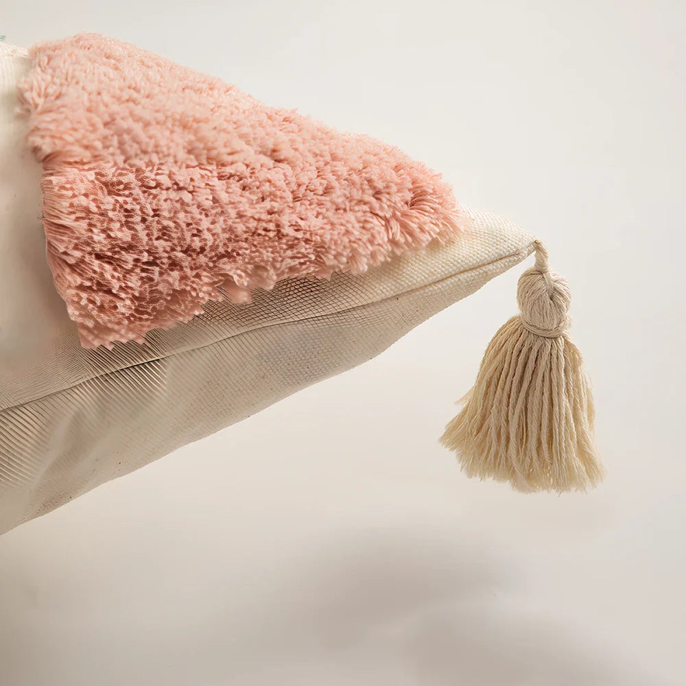 Tufted cotton pillowcase 45x45cm in dark gray flower field pattern for sofa decor