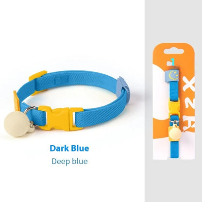 High elasticity polyester pet collar for small dogs in seven colours with 22-32cm adjustable range