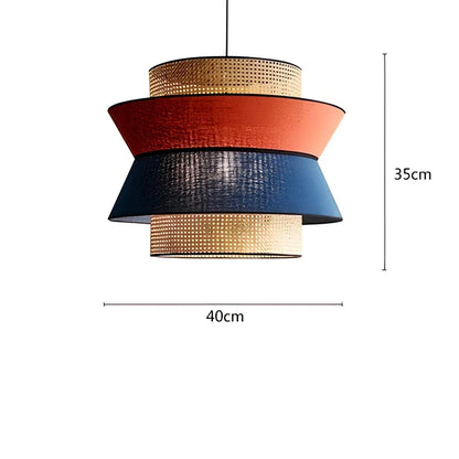 Japanese rattan chandelier with hand-woven grass shade and 3000K LED lighting in fish-shaped design