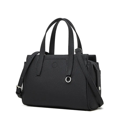 Genuine leather crossbody bag with square shape and adjustable shoulder strap