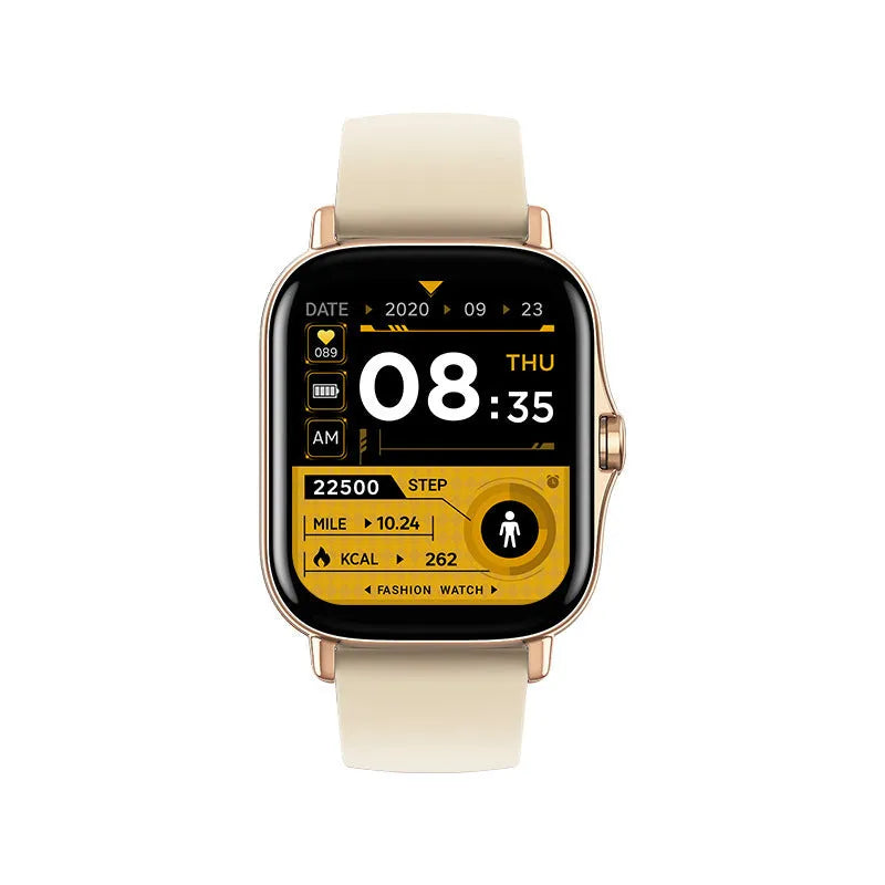 GT20 smartwatch with alloy case and silicone strap showing health metrics on touch screen.