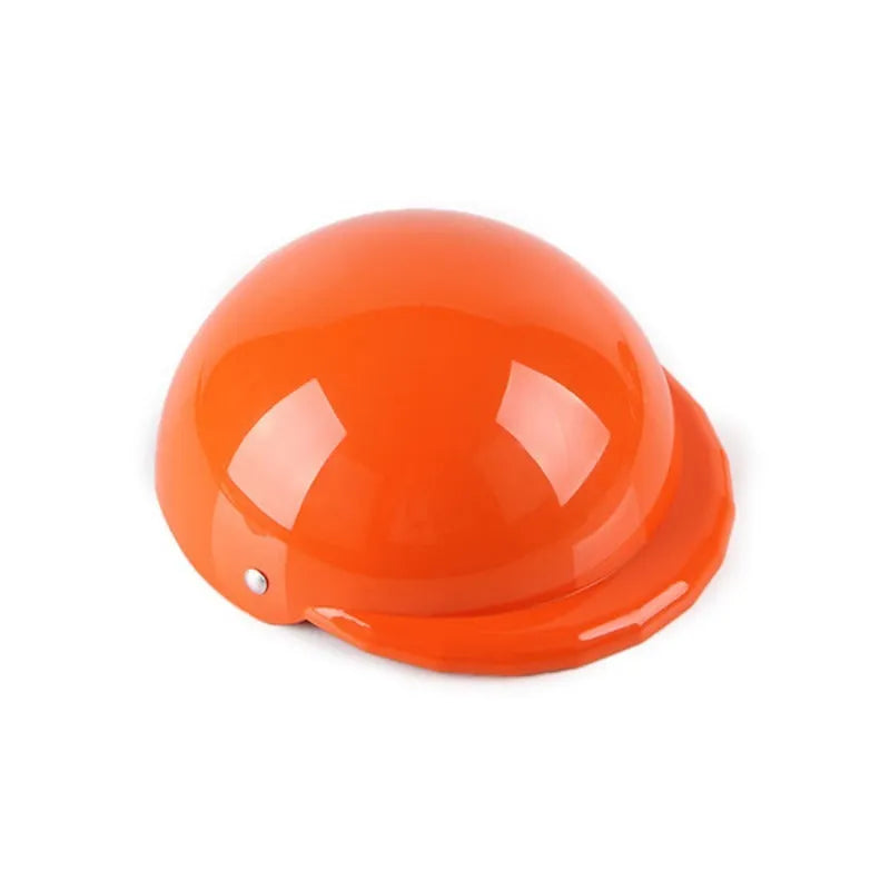 Plastic dog motorcycle cap helmet in seven colour options showing three diameter sizes