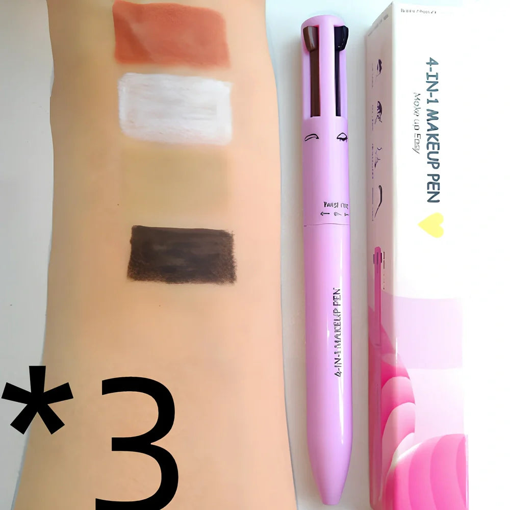 Four-in-one eyebrow pencil showing four colour options in 15cm compact refillable design
