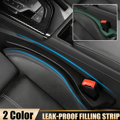 Black and green car seat gap filler strips, 5cm thick PU material, universal fit for vehicles