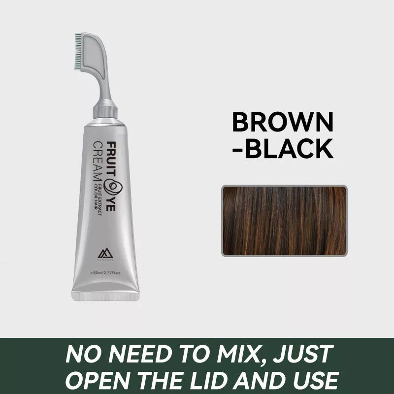 Lifelike Fruit Color Cream hair dye in black, black brown, and chestnut brown shades