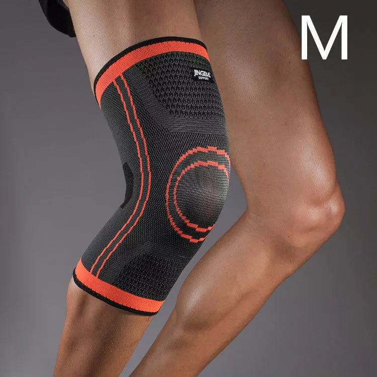 Breathable nylon knee pads for cycling and sports, available in green and orange