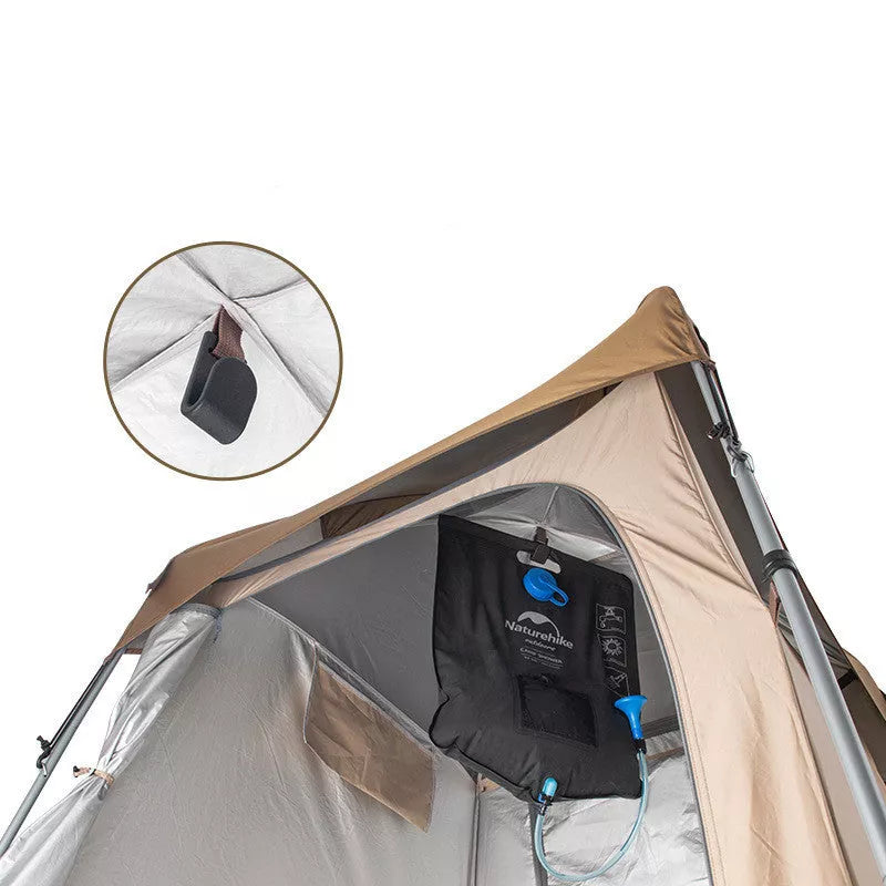 Single Person Folding Changing Shed in dark brown, offering privacy and sun protection outdoors