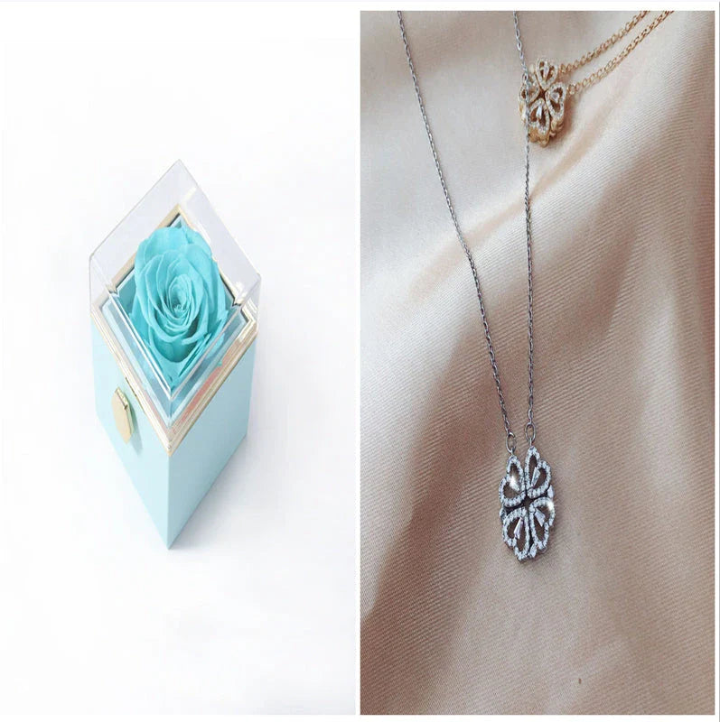 Elegant four-leaf clover necklace with magnetic and detachable design for versatile styling