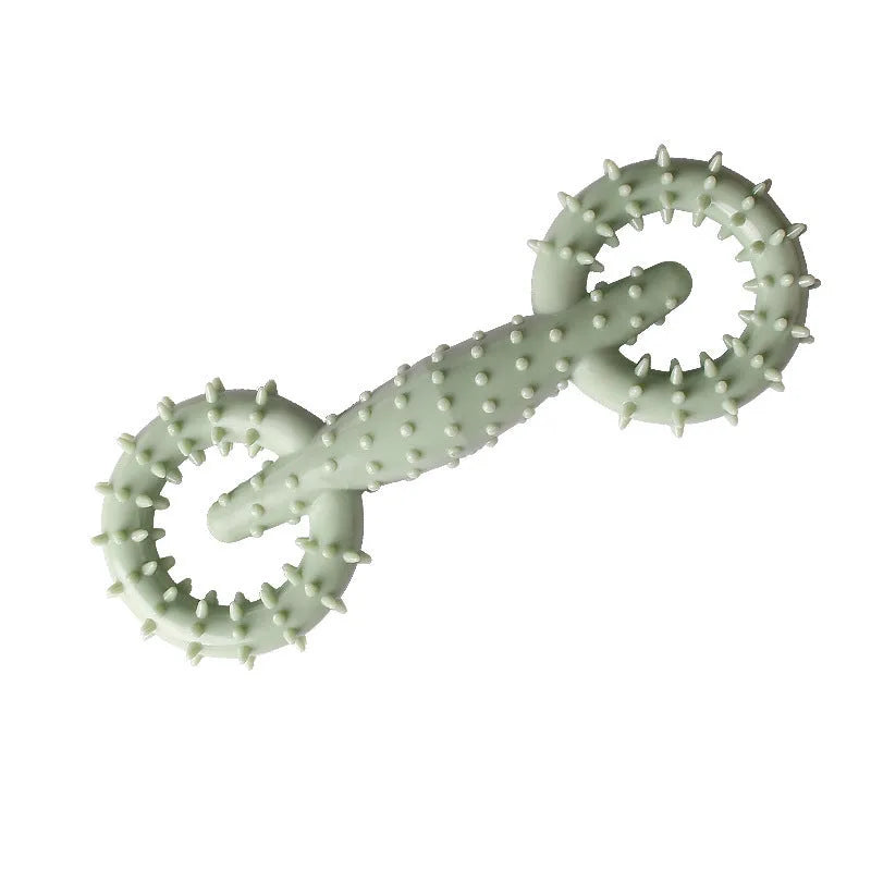 Blue TPR dog chew toy ring, 16cm diameter, for puppy teething and play.