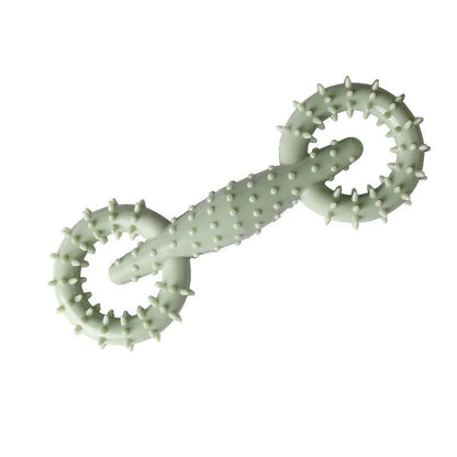 Blue TPR dog chew toy ring, 16cm diameter, for puppy teething and play.