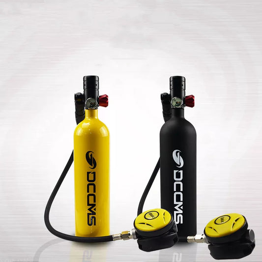 DCCMS Portable Diving Oxygen Tank in yellow and black, 260X90mm, 200 bar capacity