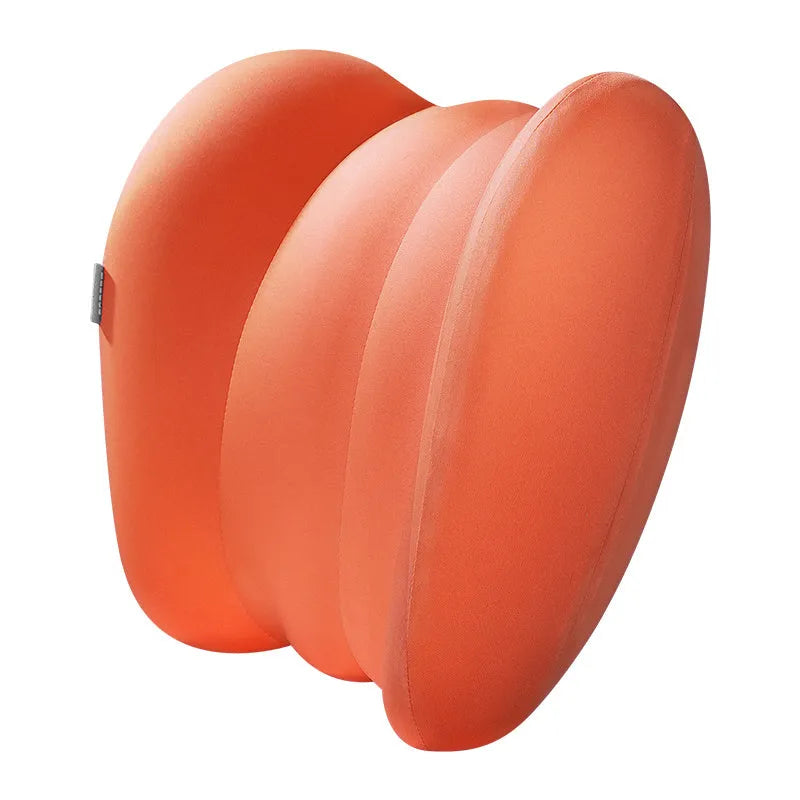 Grey and orange car headrest and lumbar pillow set with memory cotton filler for suspension bin vehicles