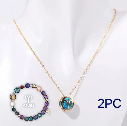 Natural stone beaded necklace and matching bracelet set with colourful gemstone beads.