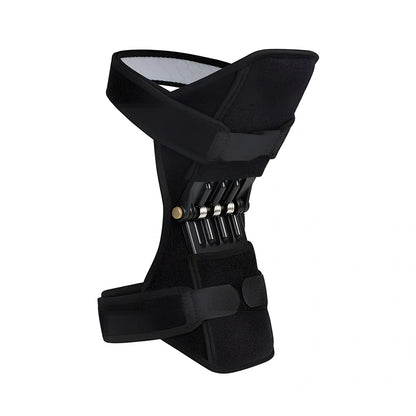 Black joint support knee pads with rebound spring system and breathable fabric