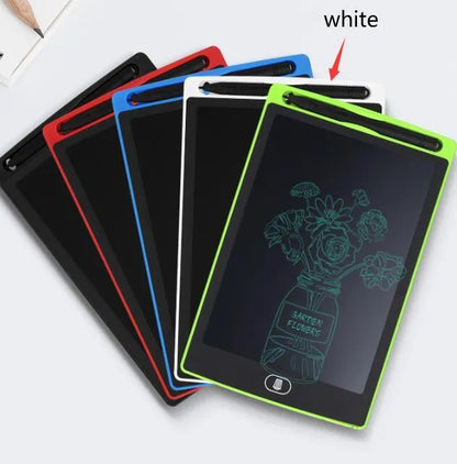 Colour options for a plastic electronic writing board drawing tablet for children.