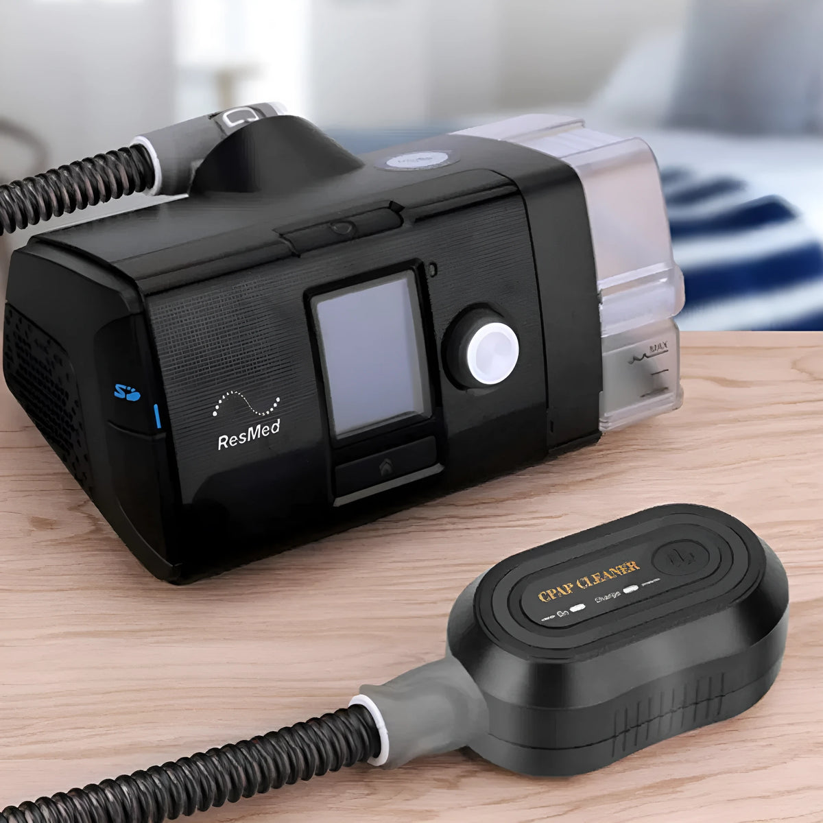 Black USB desktop respiratory disinfection machine for household ventilator sterilisation using ozone