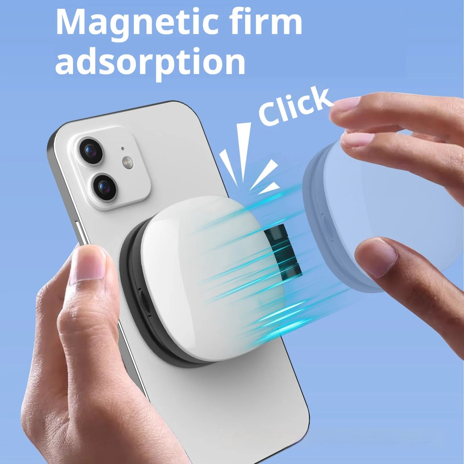 Black and white handheld mobile phone magnetic selfie fill light with adjustable brightness.
