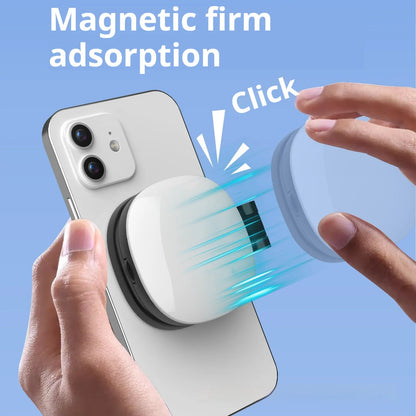 Black and white handheld mobile phone magnetic selfie fill light with adjustable brightness.