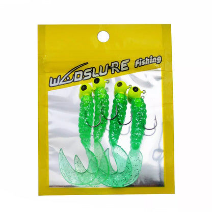 Soft Bait Bionic Fake Lead Head Hook Fishing Tackle with curling tail