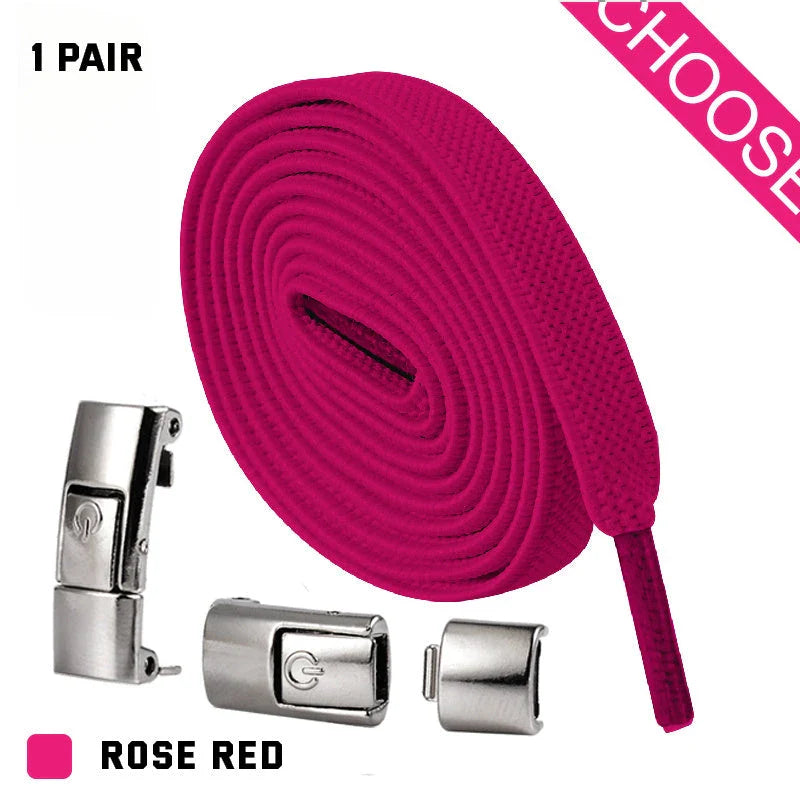 Slip-on shoelaces with elastic lock, available in a variety of colors for comfortable, no-tie shoe fastening