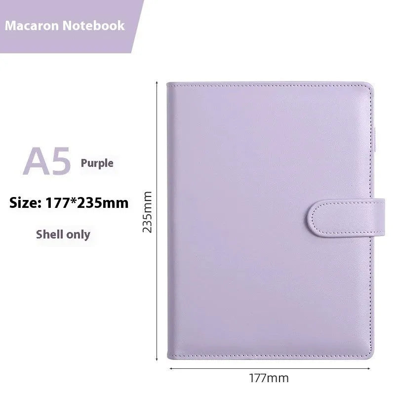Solid colour A5 PU leather notebook shell with zipper closure in various colour options