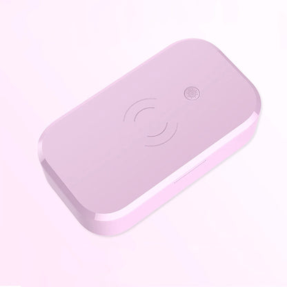 Ultraviolet disinfection box in white colour, sanitising nail art tools and mobile phone with wireless charging, 380g weight