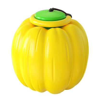 Halloween pumpkin shaped plastic dog chew ball with squeaker in orange colour