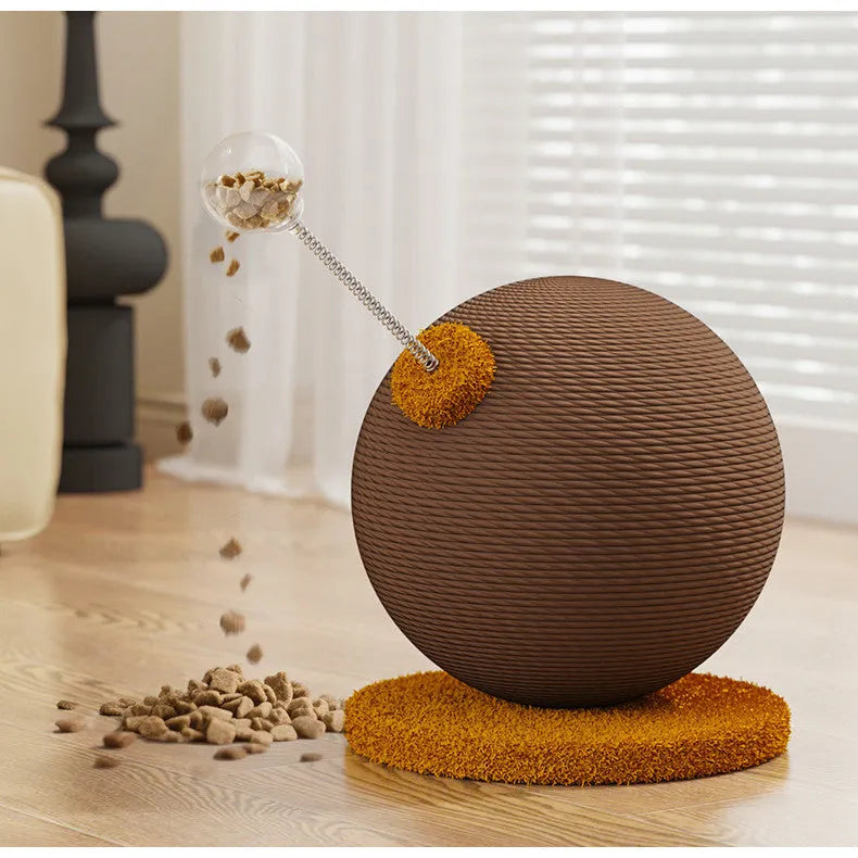 Large 40cm cat scratch board with hemp rope surface, cat grasping ball and tumbler toy attachments