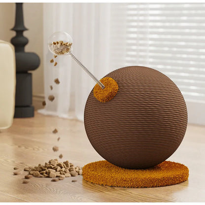 Large 40cm cat scratch board with hemp rope surface, cat grasping ball and tumbler toy attachments