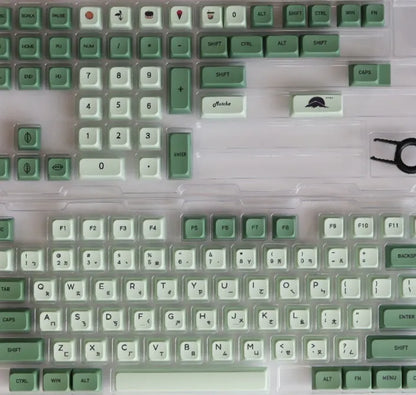 124 PBT keycaps with matcha theme and dye-sublimated legends for mechanical keyboards