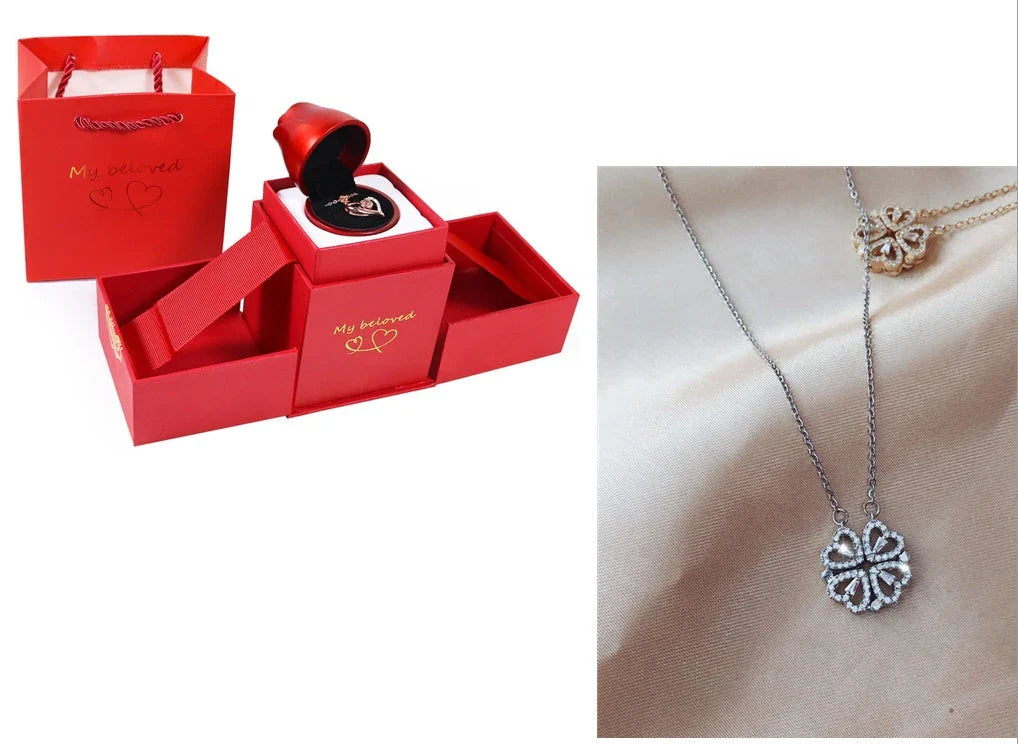 Elegant four-leaf clover necklace with magnetic and detachable design for versatile styling