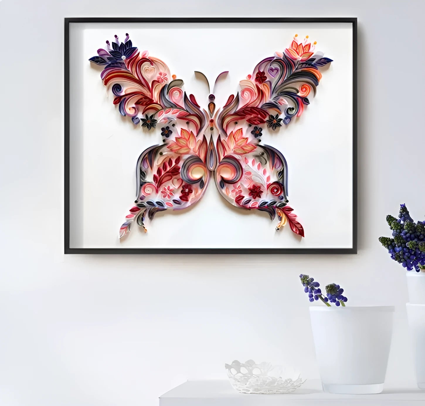 20 inch butterfly quilling illustration material pack with tools for handmade paper wall ornament