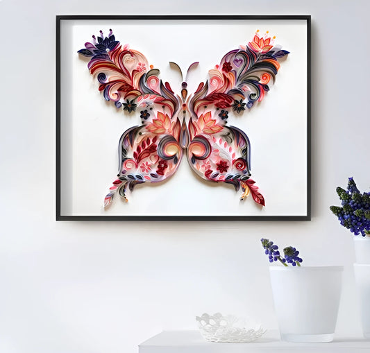 20 inch butterfly quilling illustration material pack with tools for handmade paper wall ornament